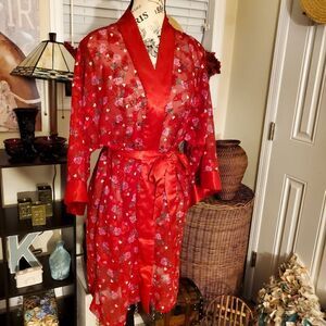 Vintage California Dynasty Sheer Hearts & Roses Robe
